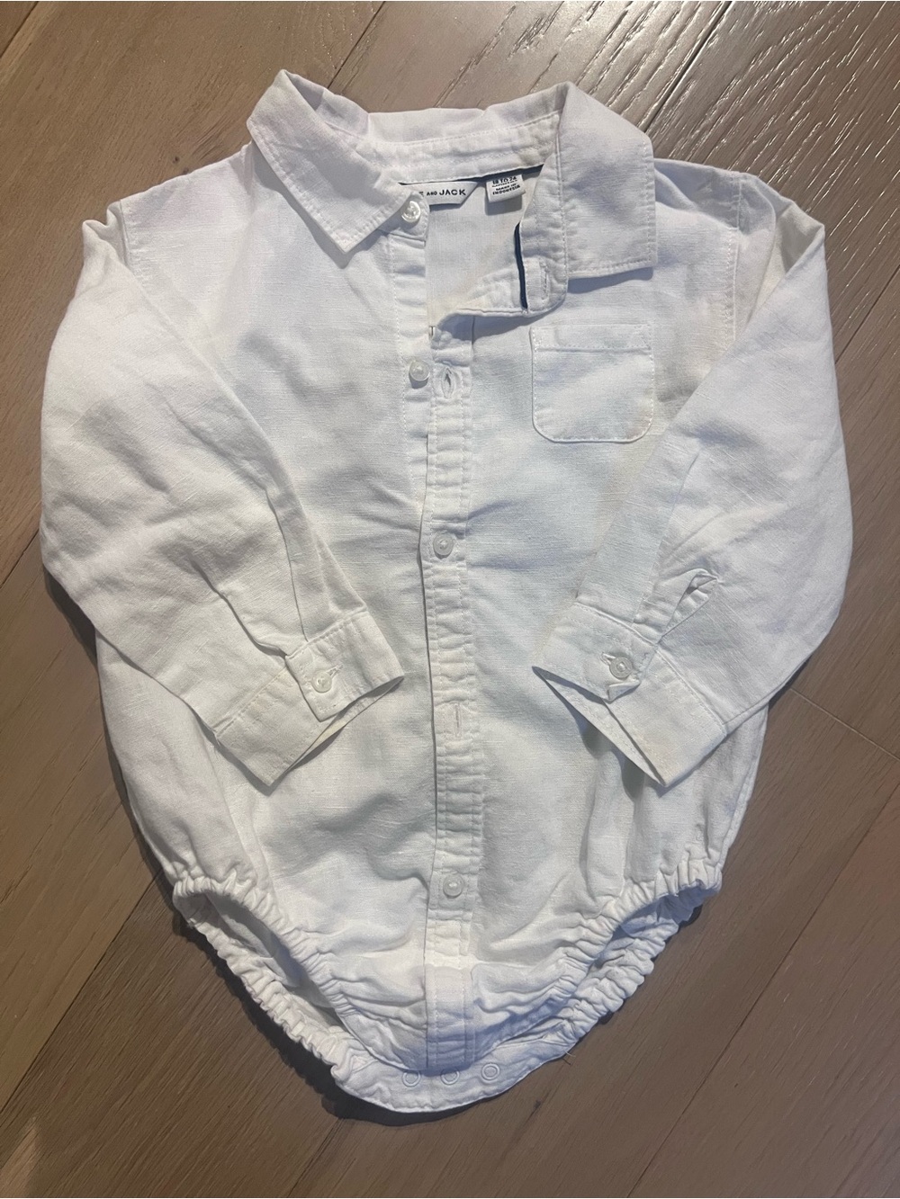 Janie and Jack White Long-Sleeve Button-Down Bodysuit Shirt